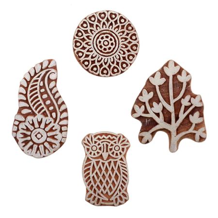 Set of 4 Piece New Mix Wooden Printing Blocks